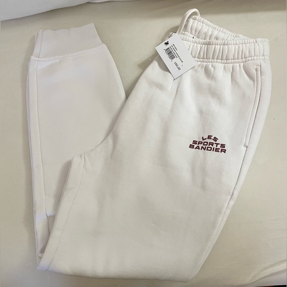 Bandier NWT Les Sports joggers in White Front Pockets Mid Rise Relaxed Fit S - Picture 6 of 13